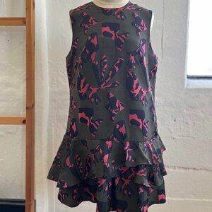 "Banana Republic" drop waist - ruffle bottom green dress - Size 12